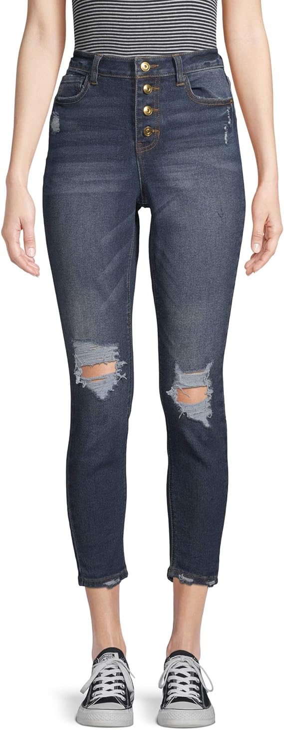 No Boundaries Womens' Authentic Destructed Ripped Skinny Denim Jeans