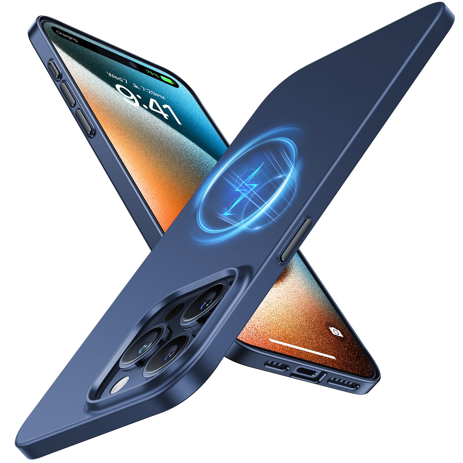 TORRAS Ultra Thin for iPhone 15 Pro Case with MagSafe, 19N Magnetic Force, Velvety Touch & Elegant Look, Extreme Protection Slim Case for iPhone 15 Pro Phone Cover, Blue — image 1