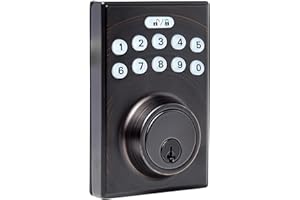 Amazon Basics Electronic Keypad Deadbolt Door Lock with Touch-Control Keyless Entry, Keyed Entry Option, Contemporary, Oil Bronze, 1-Pack