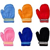 Pistha 6 Pairs Kids Toddlers Gloves Mittens Bulk Magic Warm Knitted Winter Gloves for Kids Boy Girls Cold Weather
