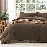 WRENSONGE Queen Comforter Set - 3 Pieces Prewashed Chocolate Brown Comforter Soft Lightweight for All Seasons,Down Alternative Comforters Queen Size with 2 Pillow Shams