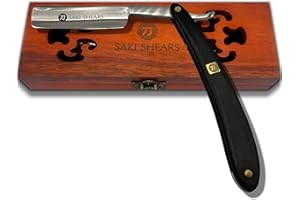 Saki Shears Professional Straight Razor for Men - Barber Shaving Razor - Wood Handle (Enjin)