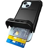 Scooch for iPhone 15 Case with Card Holder, Wingmate Wallet Case with Hidden Card Slot and RFID Protection for up to 4 Cards, 10-Foot Drop Protection, Black