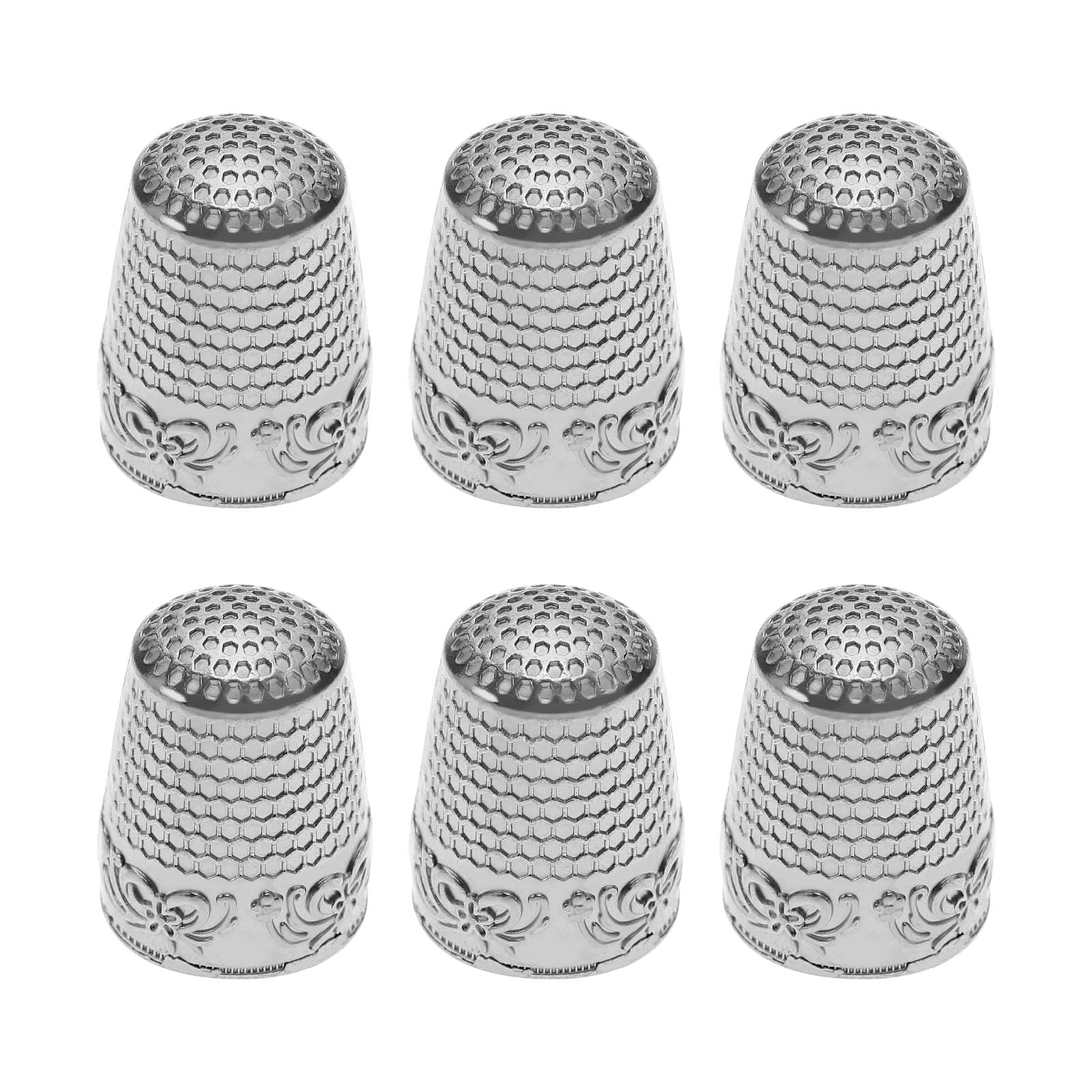 SG Store 6PCS Sewing Thimble Finger Protector Metal Finger Shield Fingertip Thimble Sewing Quilting Craft DIY Sewing Tool for Hand Sewing Needlework Embroidery Silver