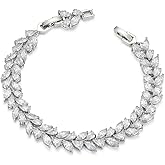 SWEETV Wedding Bridal Bracelet for Brides, Cubic Zirconia Classic Tennis Bracelet for Women Jewelry Gift