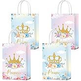 Sepamoon Princess Prince Party Favor Bags Prince Castle Treat Bags with Handles Candy Goodie for Gender Reveal Party Baby Shower Wedding Supplies (24 Pcs)