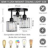 Rayofly 3-Light Modern Crystal Chandeliers Black Semi Flush Ceiling Light view 4