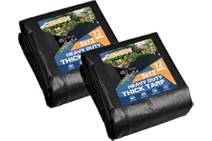 CSMEN Tarp Heay Duty Waterproof 5x12ft 2pack,Black Tarps Plastic Tarp Cover Poly Tarpaulin for Outdoor Cover,Emergency Rain,R