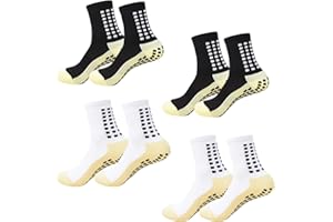 Spreezing Grip Socks Soccer Men's Non Slip Soccer Socks for Kids Pilates Socks Men Women 4Pairs
