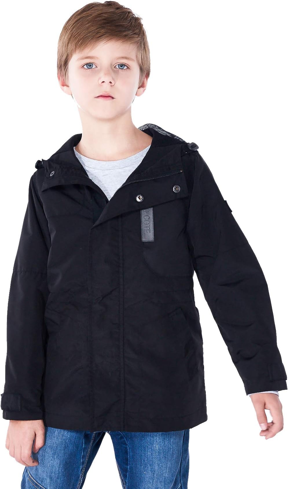 SOLOCOTE Boys Waterproof Hooded Jackets Lined Performance and Fashion Design, Tough and Light Fabric 3-14Y