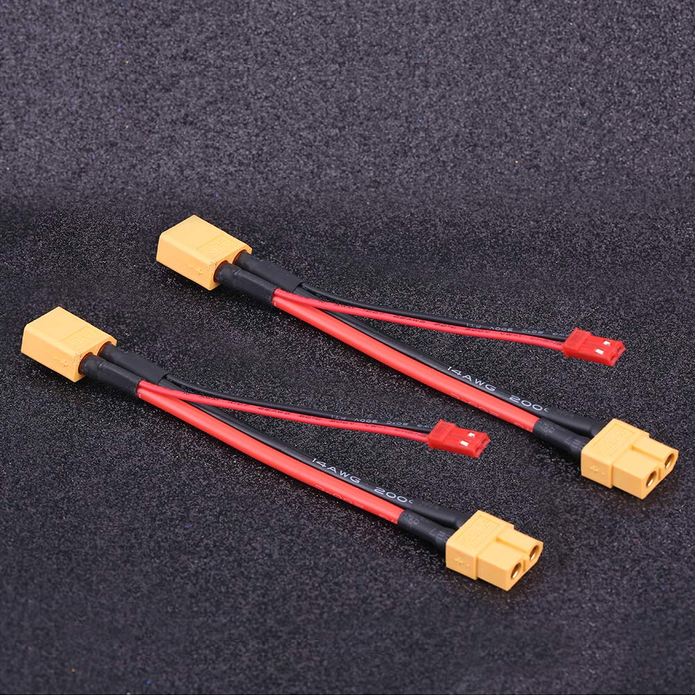 Dilwe 2Pcs/Set XT60 & JST Adapter Cable, Silicone XT60 Female to XT60 Male & JST Male Connector Adapter Cable RC Accessory