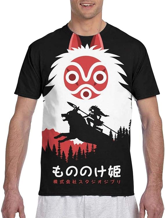 Amazon Co Jp もののけ姫 メンズ 半袖 クルーネック Tシャツ 3dフルプリント 服 ファッション小物