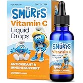Smurfs Liquid Vitamin C for Kids Immune Support | High Strength Kids Vitamin C Drops | Ages 1 & Up | Vegan Non-GMO & No Artificial Flavors or Colors | No Added Sugar | Orange Flavor | 60 Servings