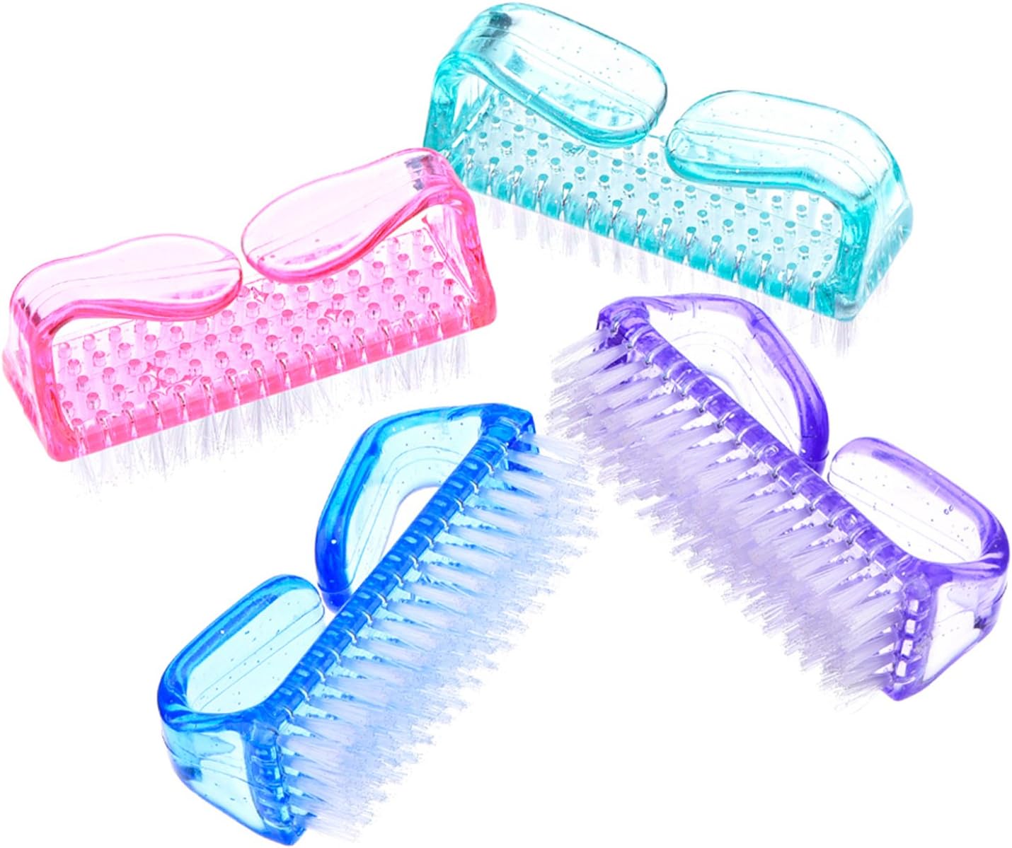 4 Pieces Handle Nail Brush Nail Hand Scrubbing Cleaning Brush (Large, Multicolor): Home Improvement