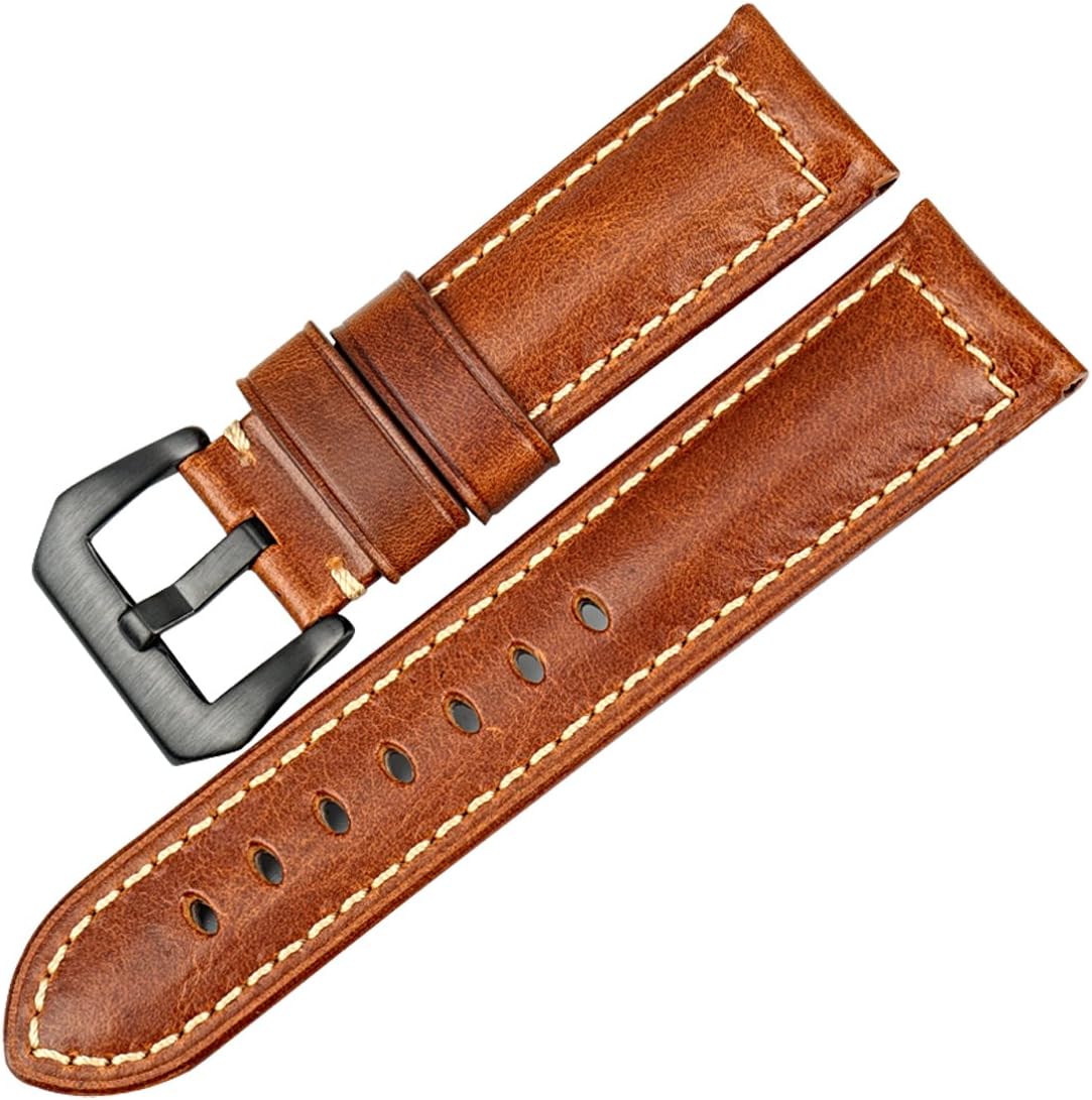 Watch Band, Genuine Leather Watch Straps, Oil-Waxed Vintage Watch Bands for Men 18mm 19mm 20mm 21mm 22mm 23mm 24mm 26mm
