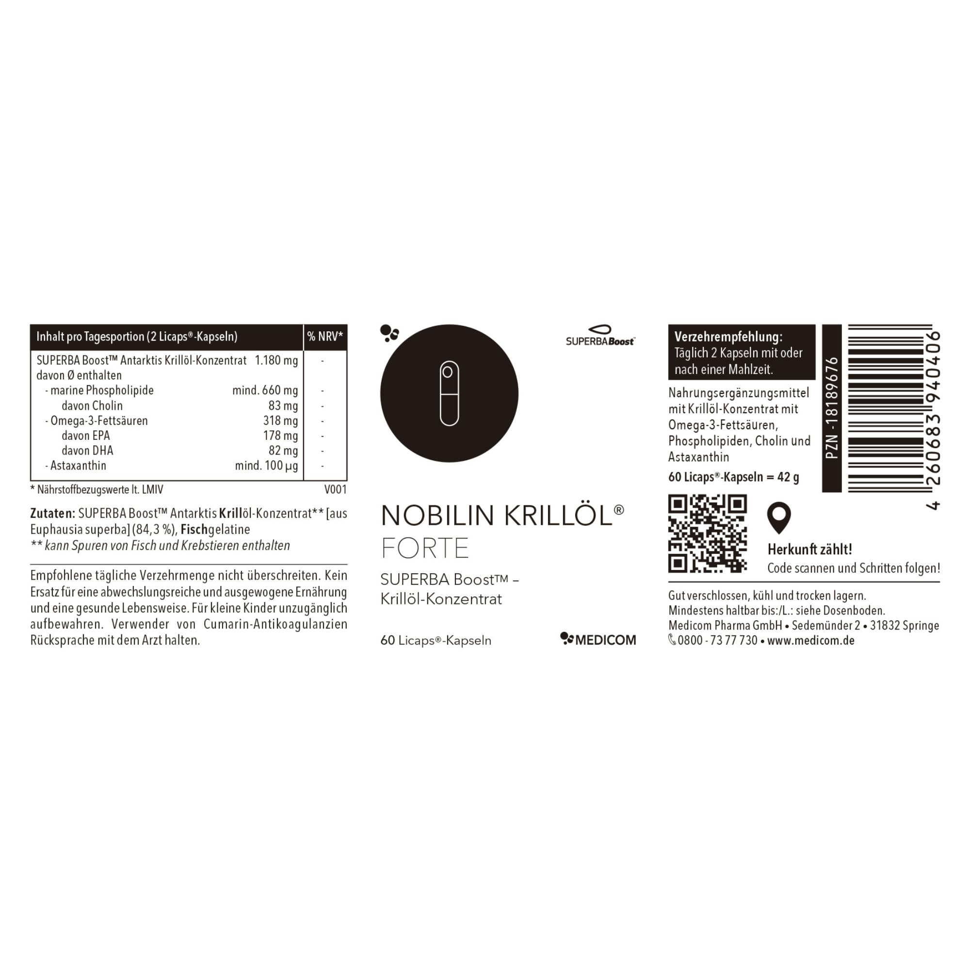 Medicom – Nobilin Krillöl Forte, nachhaltig gewonnenes Krillöl mit Omega-3-Fettsäuren mit EPA und DHA, Cholin und Astaxanthin, glutenfrei – 60 Kapseln 5