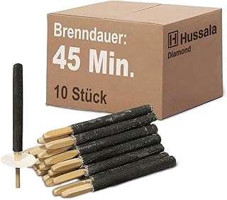 Hussala - Diamond Wachsfackeln Brennzeit 45 min Garten-Fackeln [10 Stück]