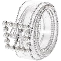 7296 2 Pcs Pearl Belt For Women Clear Waist Pvc Faux Beaded Buckle LUOZZY 2 PCS Pearl Belt for Women Clear Waist Belt PVC Faux  main image 2