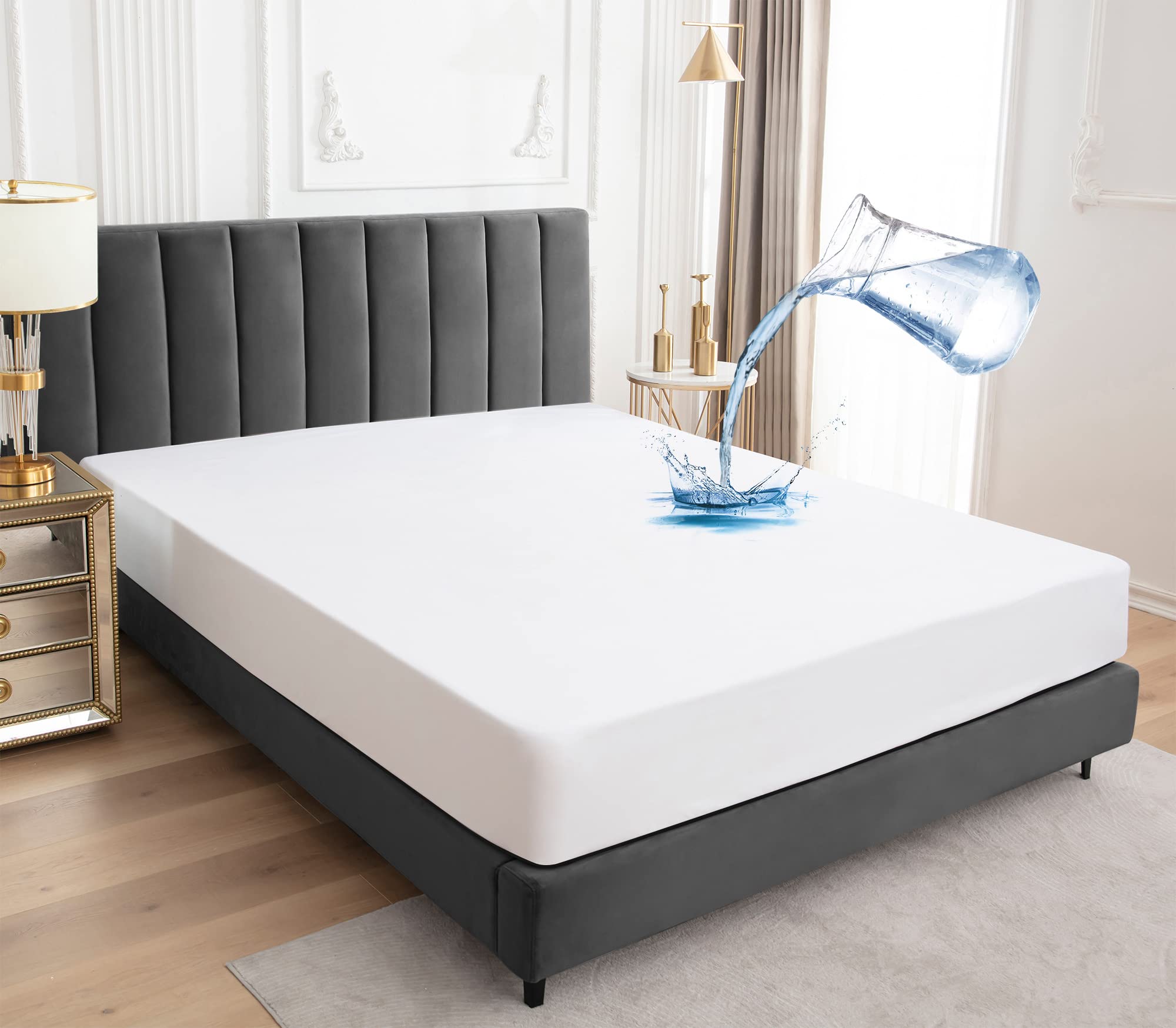 Sufdari Waterproof Mattress Protector Small double(4FT),122x190cm Mattress Cover for Bed,30cm Deep Pocket Fitted Sheet Style Mattress Protector with Elastic Rubber Band-White