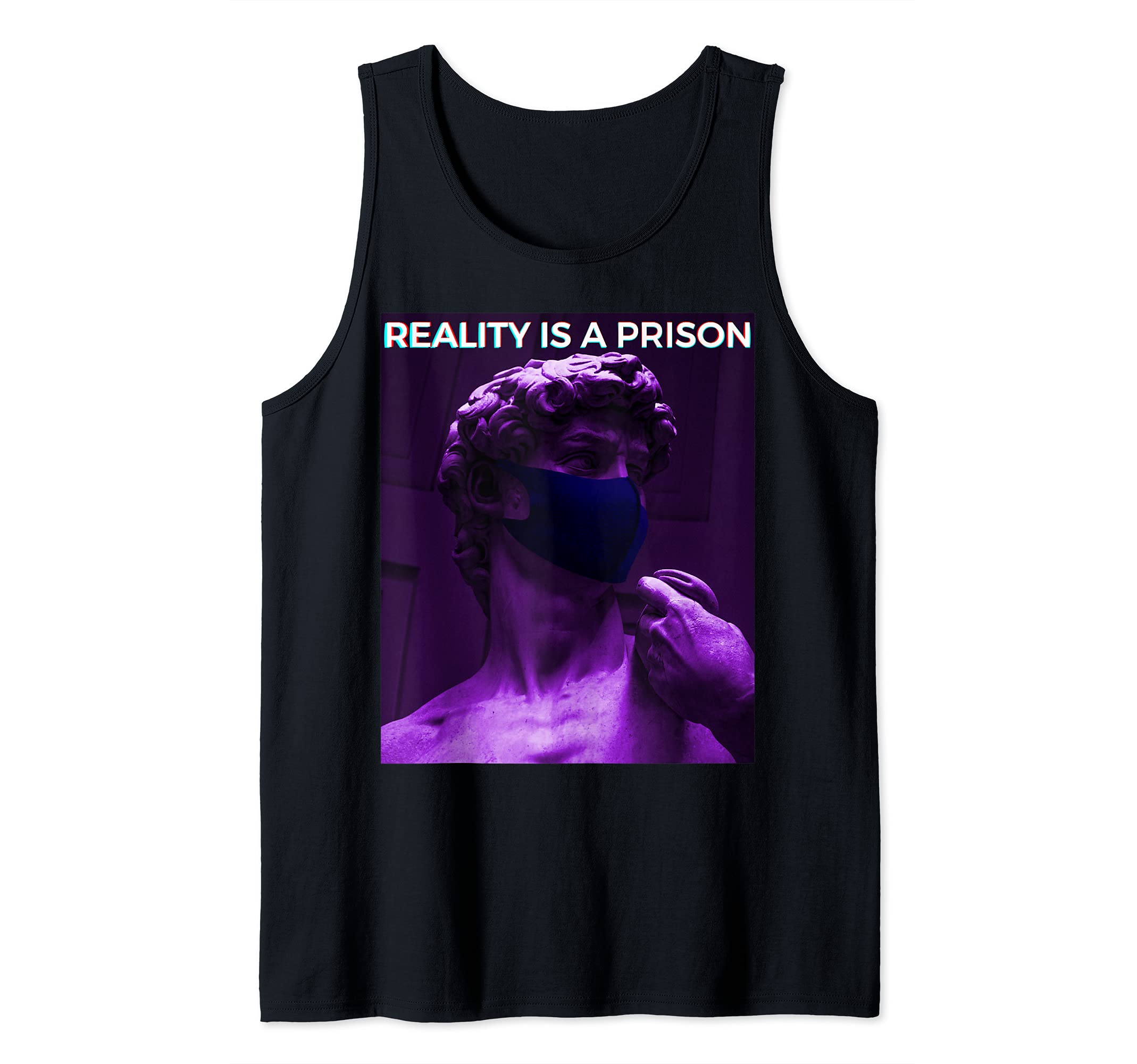 Aesthetic Greek Statue with Face Mask. Reality is a Prison Tank Top