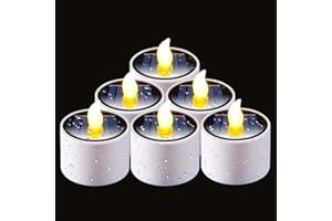 Homemory Solar Candles Outdoor Waterproof, Dusk to Dawn Outdoor Lighting, Reusable LED Tea Light Candles for Lantern Garden Camping and Home Decor, 2.3''x2'', Pack of 6