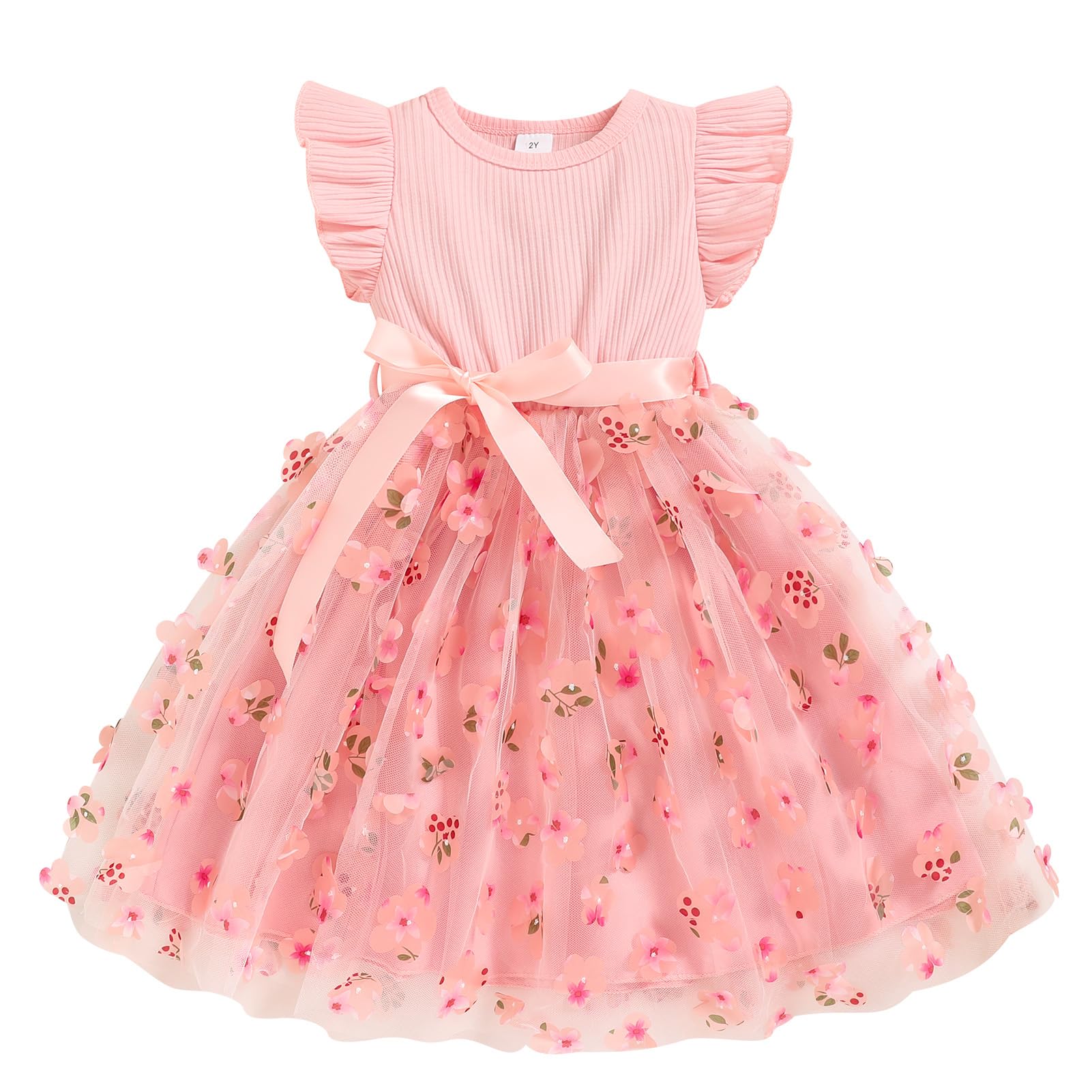 Toddler Girl Tulle Dress Summer Ruffle Sleeveless