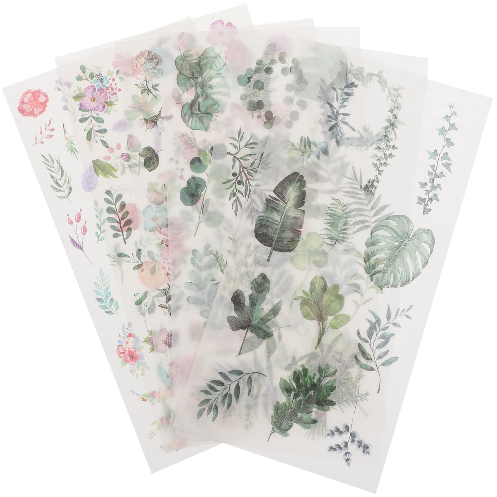 2pcs Leaves and Flowers Stickers Set Washi Stickers DIY Decorative Label for Arts DIY Crafts Scrapbooking Calendars Album