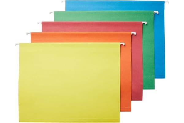 Amazon Basics Hanging Organizer File Folders - Letter Size, Assorted Colors, 25-Pack