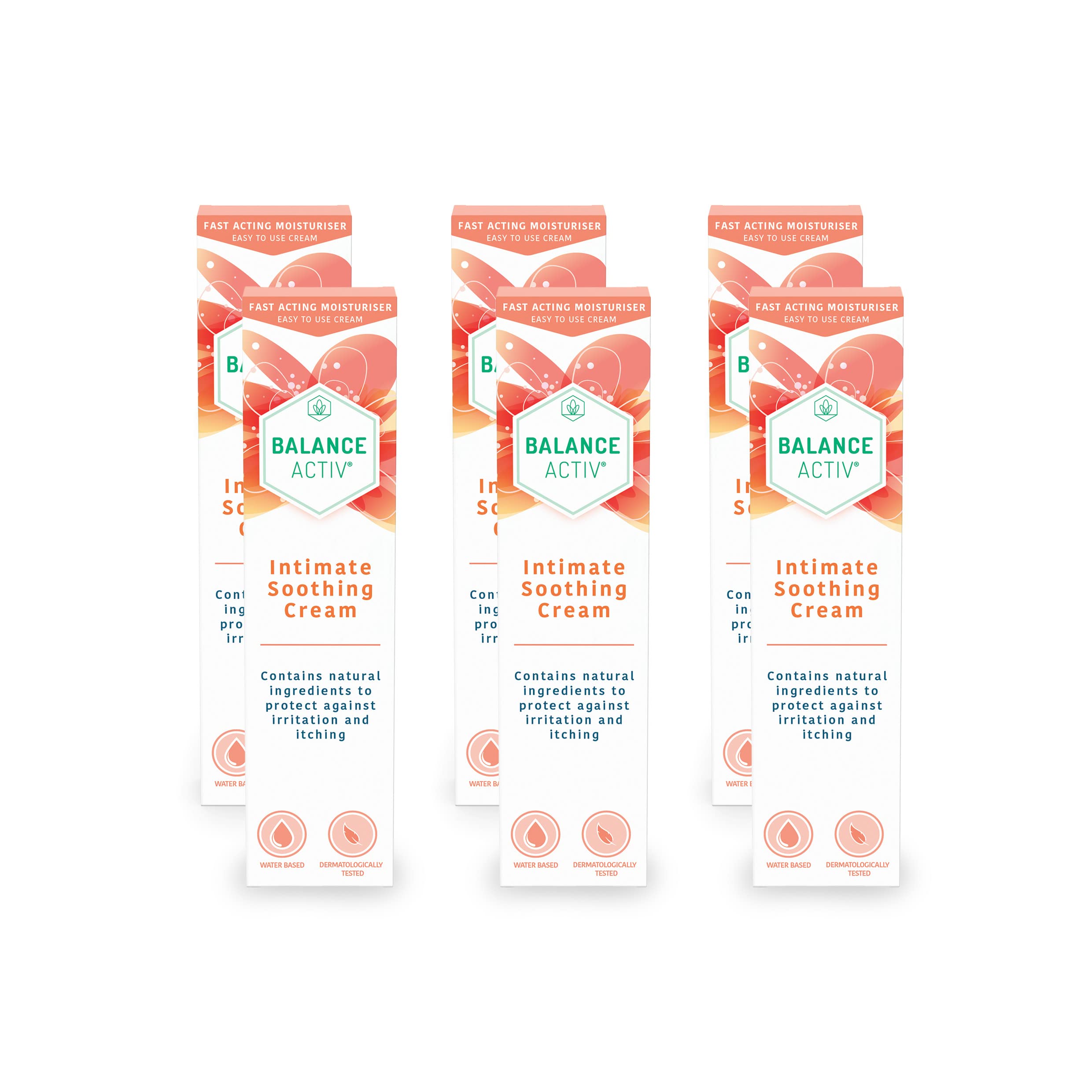 Balance Activ Intimate Soothing Cream, Fast-Acting Relief from Intimate Irritation for Women, Soothes Itching, Redness & Soreness, 6 Pack of 40ml Tubes