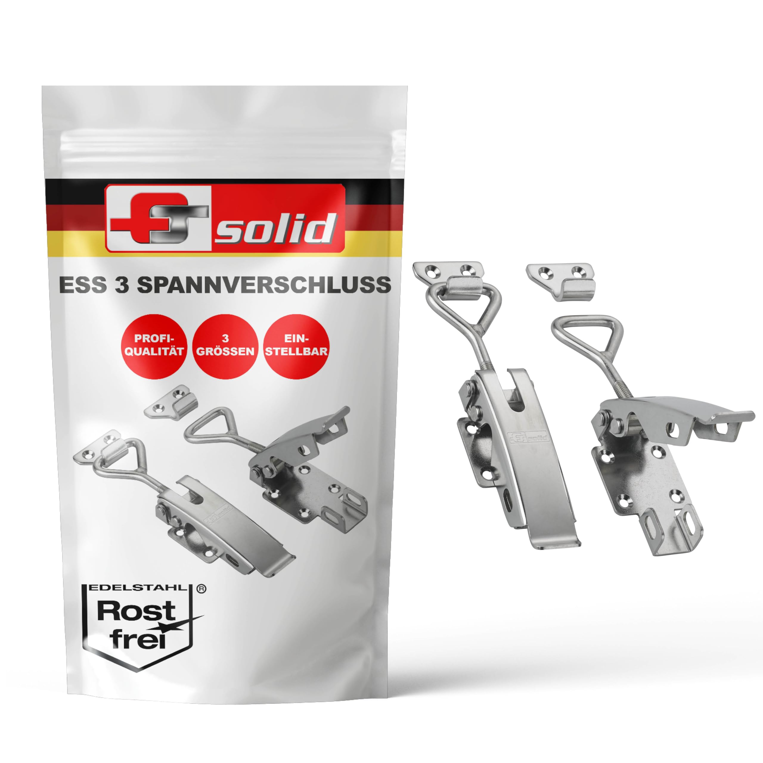 FTsolid Adjustable Tension Lock Stainless Steel ESS3 [Set of 2] Box Lock Lever Lock Safety Lock Toggle Latch Fastener Rust Free