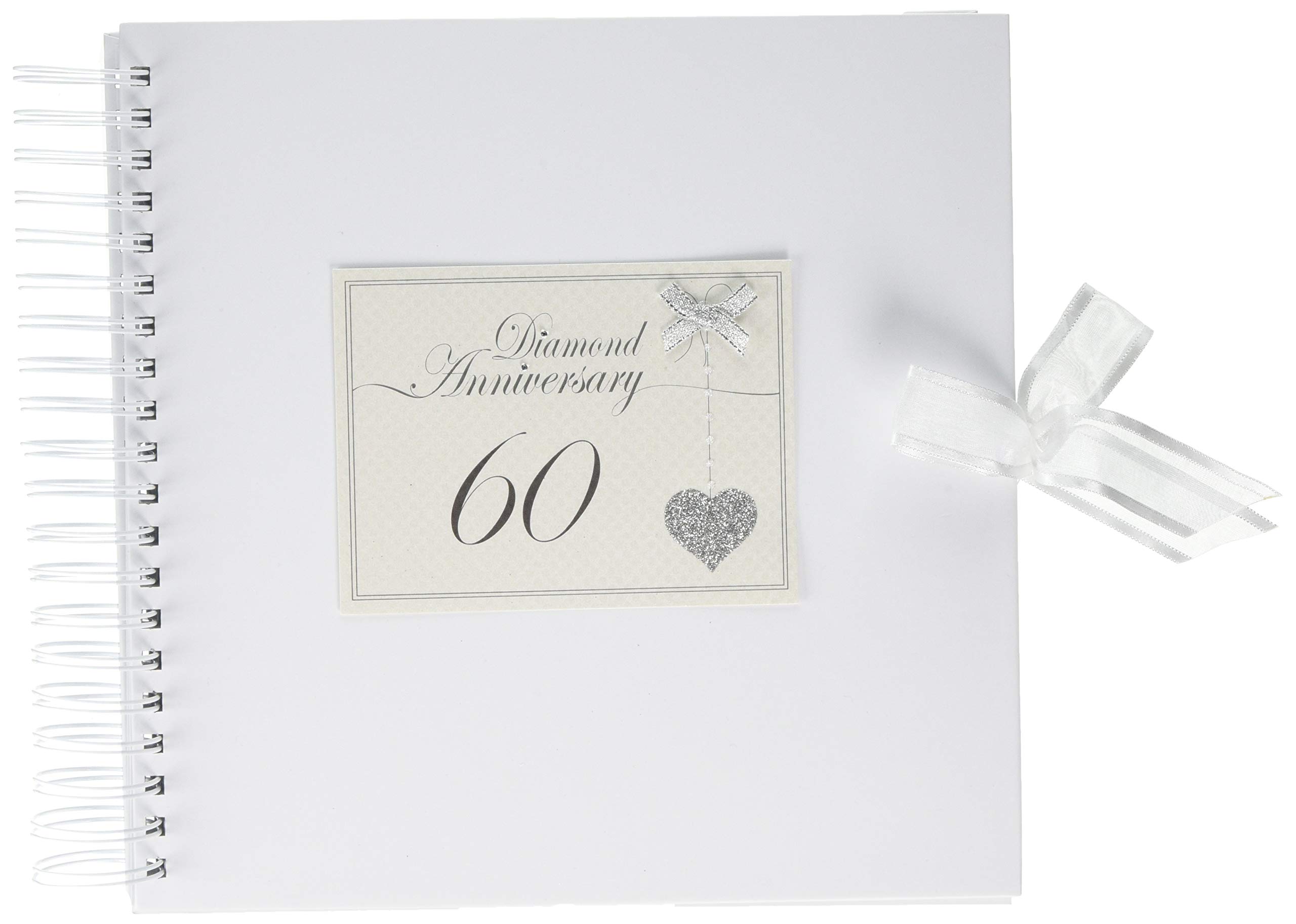 White Cotton Cards 60th Anniversary Sparkling Love Heart, Card & Memory Book (LLA60C)