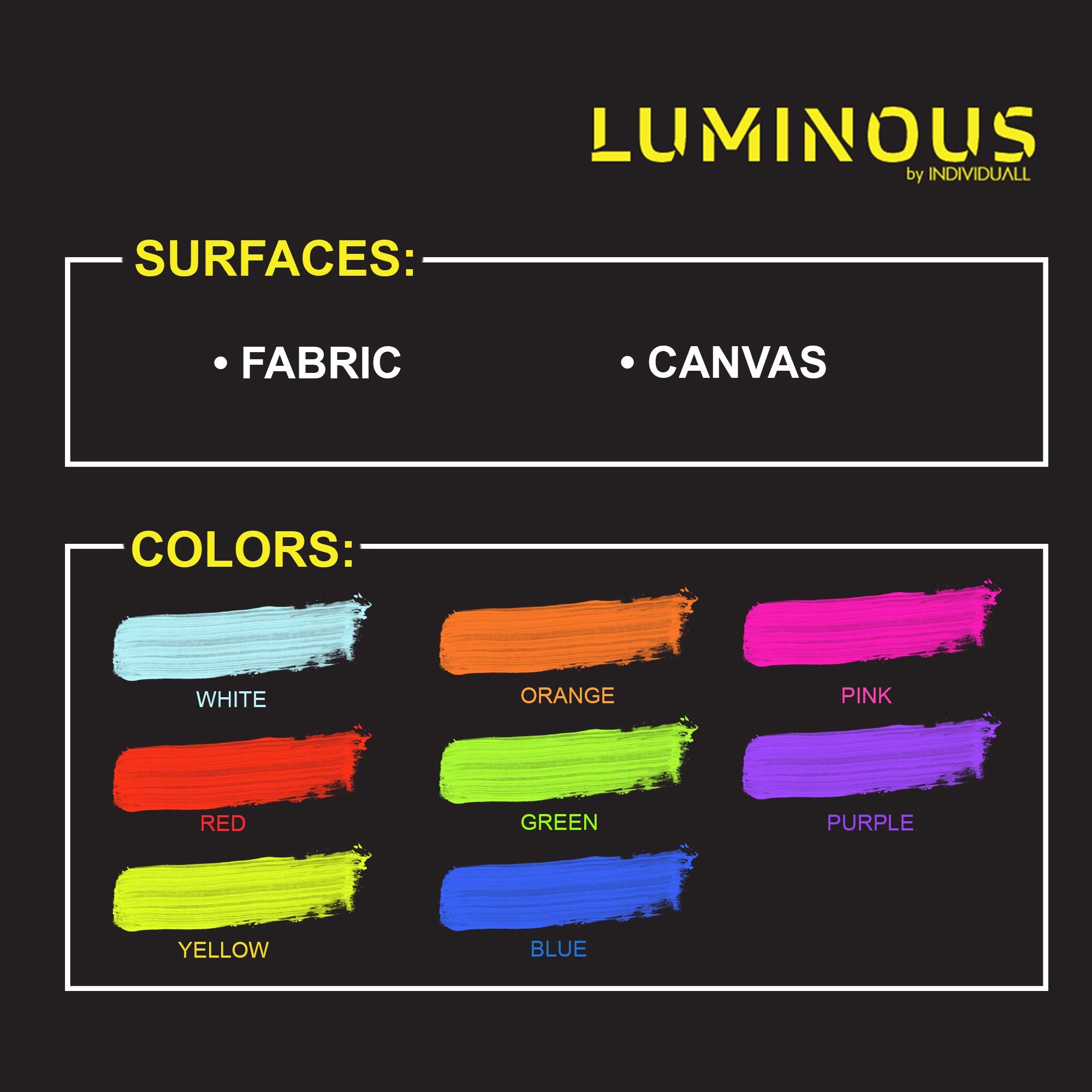 Fabric Paint for Clothes - Set of 8 Neon, 20mL, Black Light Glow in the Dark Paint Colors for Clothes, Textile and Canvas - Gifts for Artists, Easter Egg Painting Decoration