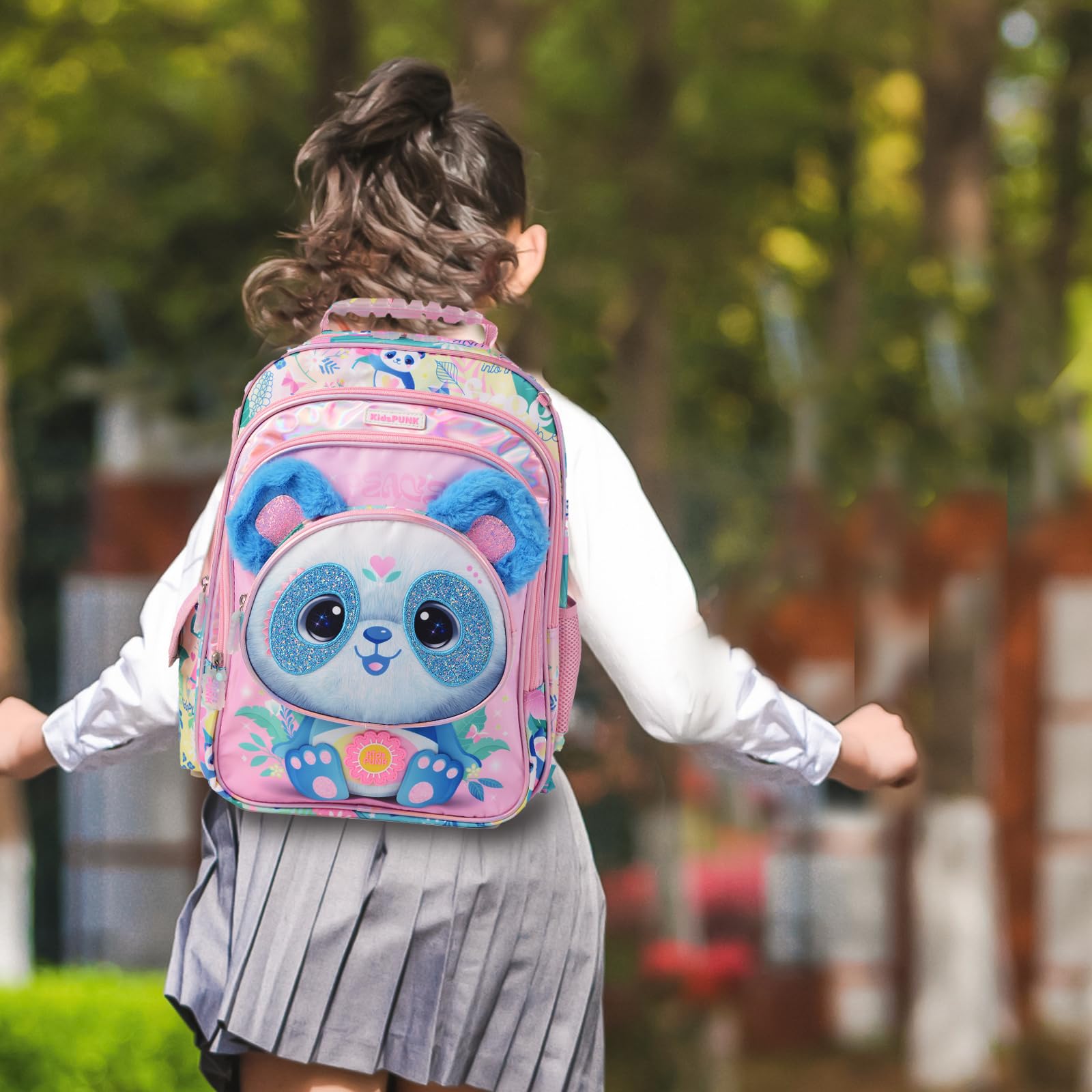 Girls Backpack Kids Backpacks for Girls Cute Panda Backpack for Girls Kawaii Backpack for Preschool Elementary Kindergarten,Pink,Large Capacity,16 Inch