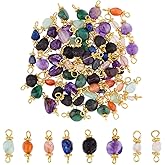 SUPERFINDINGS 80Pcs 8 Styles Mixed Color Stone Link Charms Natural Connector Charms Crystal Pendant Connectors Linking Charms for Jewelry Necklace Earring Drop Making DIY Crafting, 20mm