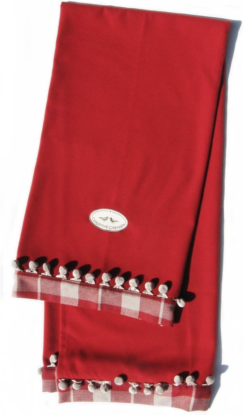 Throw Pompon Red Soft Woolen Fabric Plaid