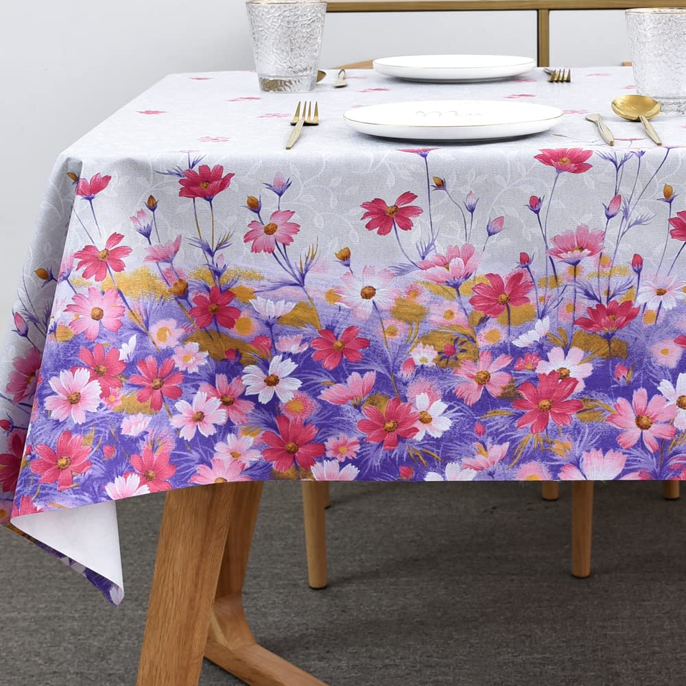 Plenmor Table Cloth Wipe Clean Wipeable PVC Tablecloth Waterproof Wipe Clean Plastic Vinyl Table Cover Protector Rectangular for Outdoor Picnic Party… (E, 137 x 200 cm)