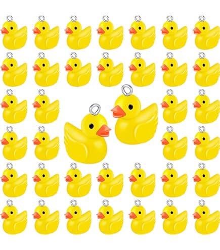 Syhood 40 Pieces Small Yellow Duck Pendants Resin Duck Charms DIY Baby Pendants Jewelry Charms For Necklace Earring Keychain Handicraft Accessories