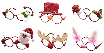 Cloud Kids 6pcs Weihnachten Brille Lustige Party Gläser Rahmen Stützen Weihnachts Schmuck Geschenke für Kinder und Erwachsene