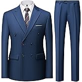 Men's 3 Piece Suit Slim Fit Double Breasted Tuxedo Formal Blazer Pants Vest Suit Set for Wedding Casual Business