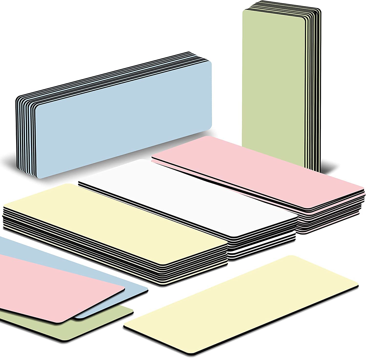 BIROYAL Magnetic Labels - 50PCS Reusable Dry Erase Labels, 8X3cm Magnetic Strips for Whiteboards, Fridge & Kanban Board - Whiteboard Accessories, Office Accsories - Magnet Notes with 1 Marker