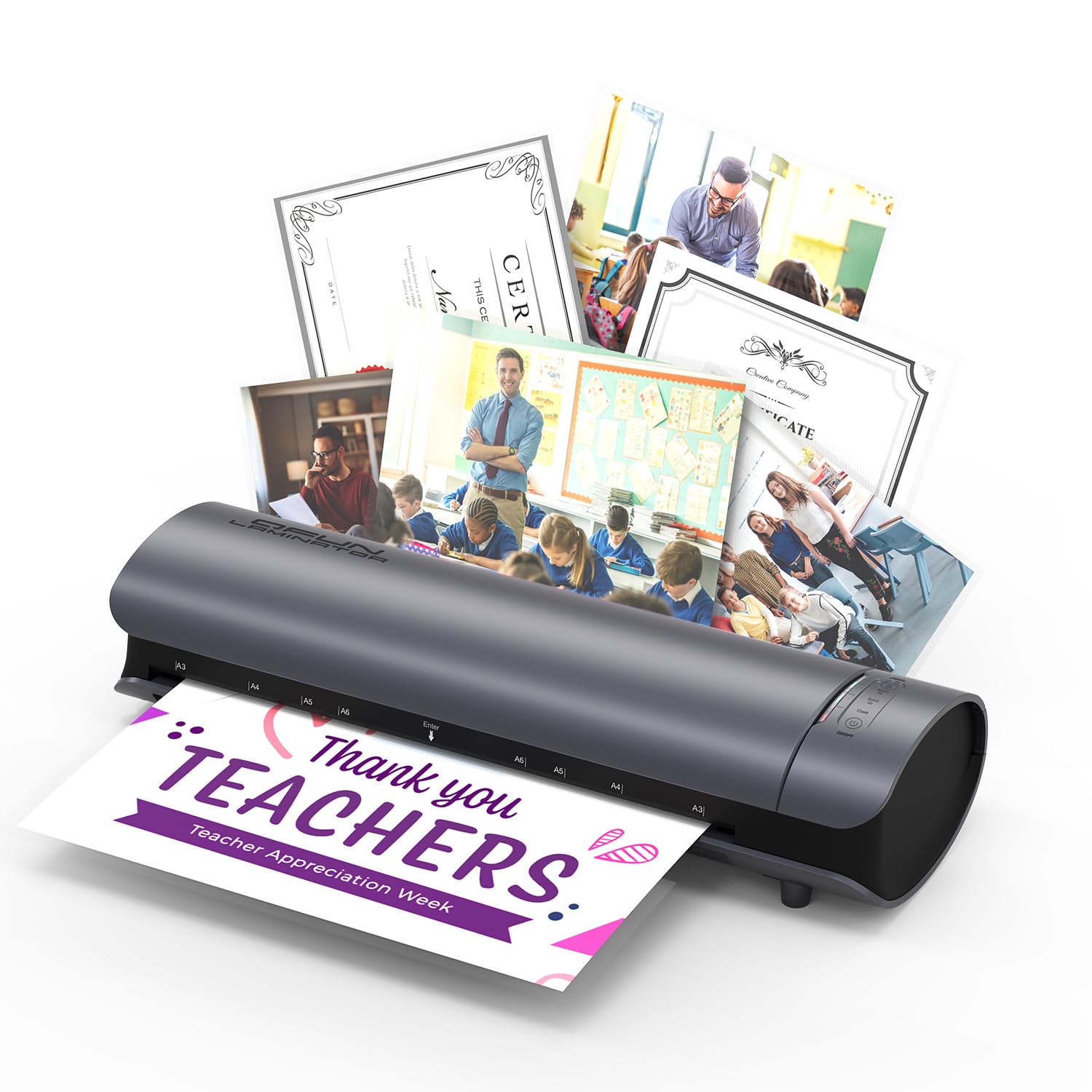 Photo 1 of Office Presentation Laminator Machine 11x17 with Laminating Sheet A3/A4/A5, 3/5 Mil Thermal Cold Laminating Machine 13 inch Wide, 60s Warm-Up Office Presentation Laminator Machine (Gray)