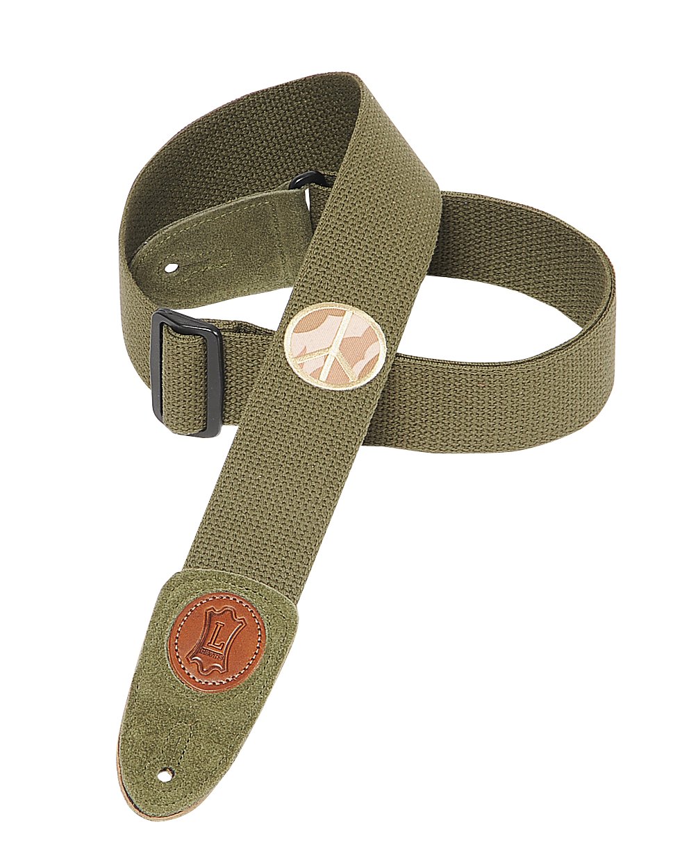 Levy's Leathers Cotton Guitar Strap with Peace Sign Patch - Green