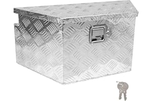 Edicapo 27" x 13" x 13" Trailer Tongue Tool Box with Latch and Keys Heavy Duty Aluminum Trailer Toolbox Organizer Truck Underbody Box Compatible with Pick Up Truck Bed RV Trailer ATV Silver