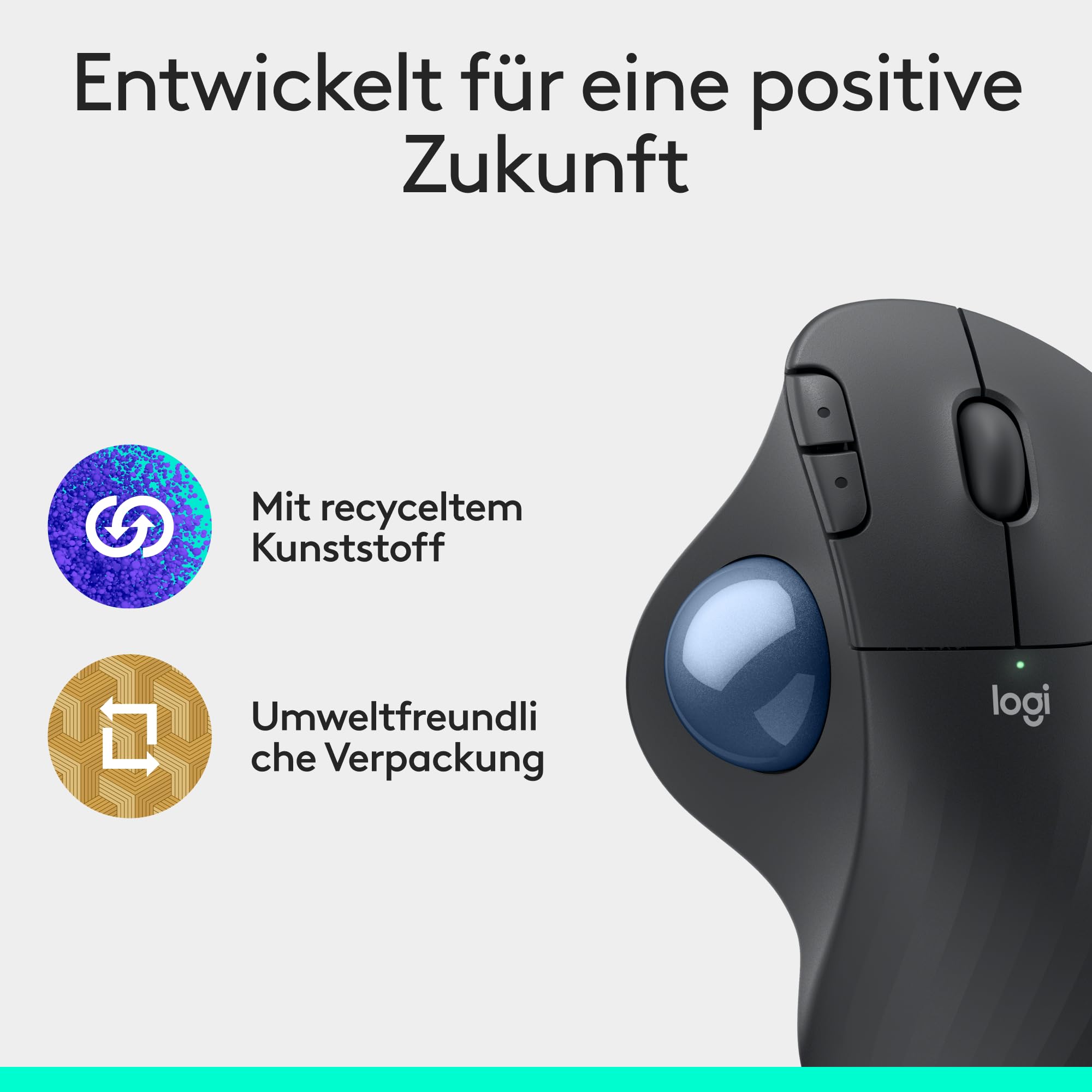 Logitech Ergo M575S kabellose Trackball-Maus, kabellose ergonomische Maus mit Bluetooth und verschlüsseltem Dongle, komfortable Daumensteuerung, für PC/Mac - Grafit 9