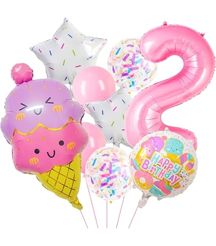 Donut Party Balloons Set - Pink Donut & Rose Gold 'Two Sweet' Letters For 2nd Birthday