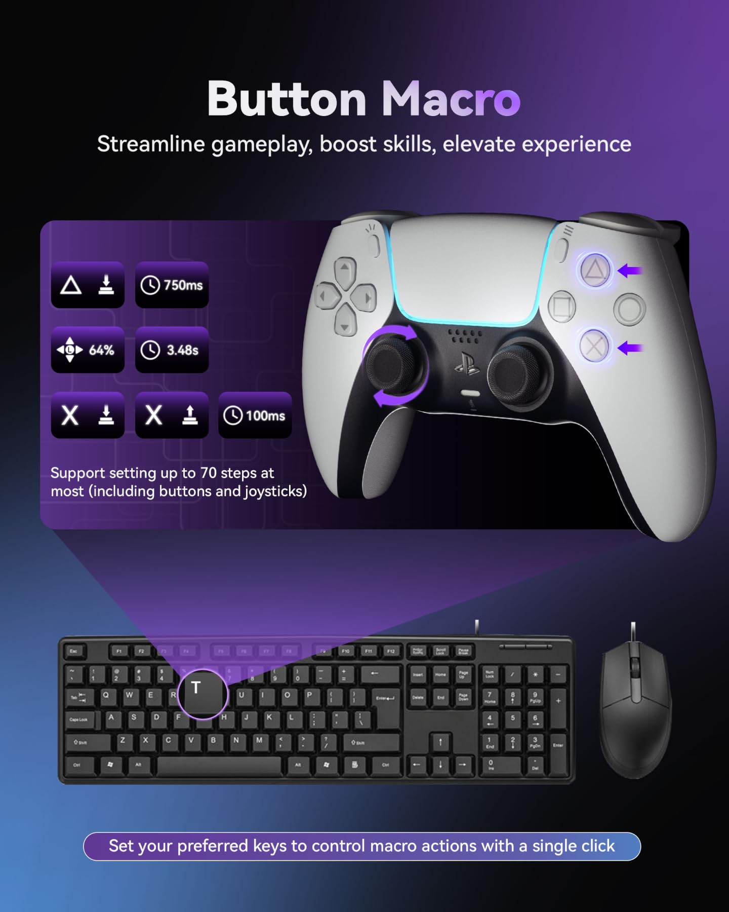 AIMZENIX Monster Keyboard and Mouse Adapter for PS5, PS4, PC, Xbox Series X/S, Xbox One, NS, NS2, Emulator Console Supports APP Real-time Adjustment, Aim Assist【Latest Version: 782412】