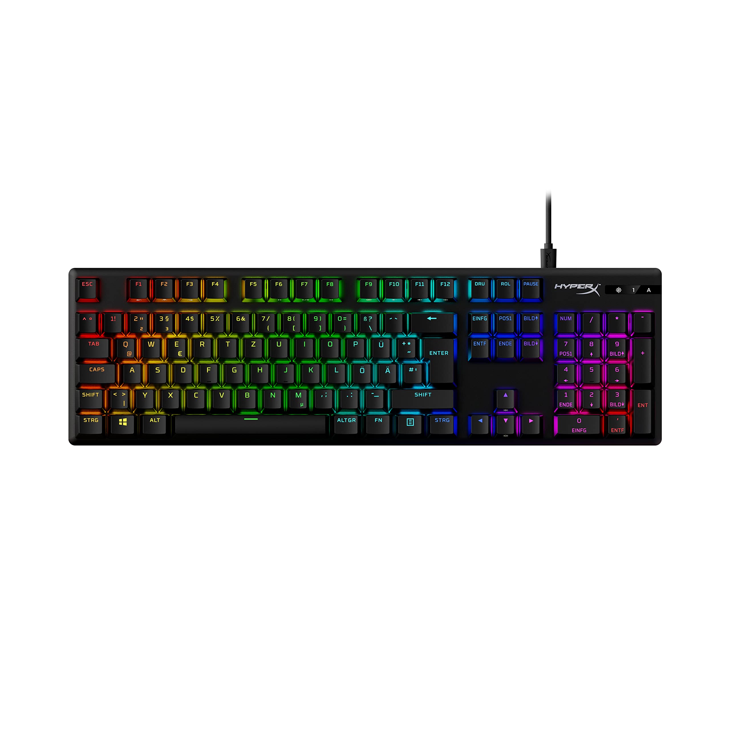 HyperX Alloy Origins PBT – Mechanische Gaming Tastatur, PBT Keycaps, Tastenkappen, RGB, HyperX Mechanische Switches, Schalter, kompakt, tragbar, robustes Aluminiumgehäuse, verstellbare Füße, Schwarz