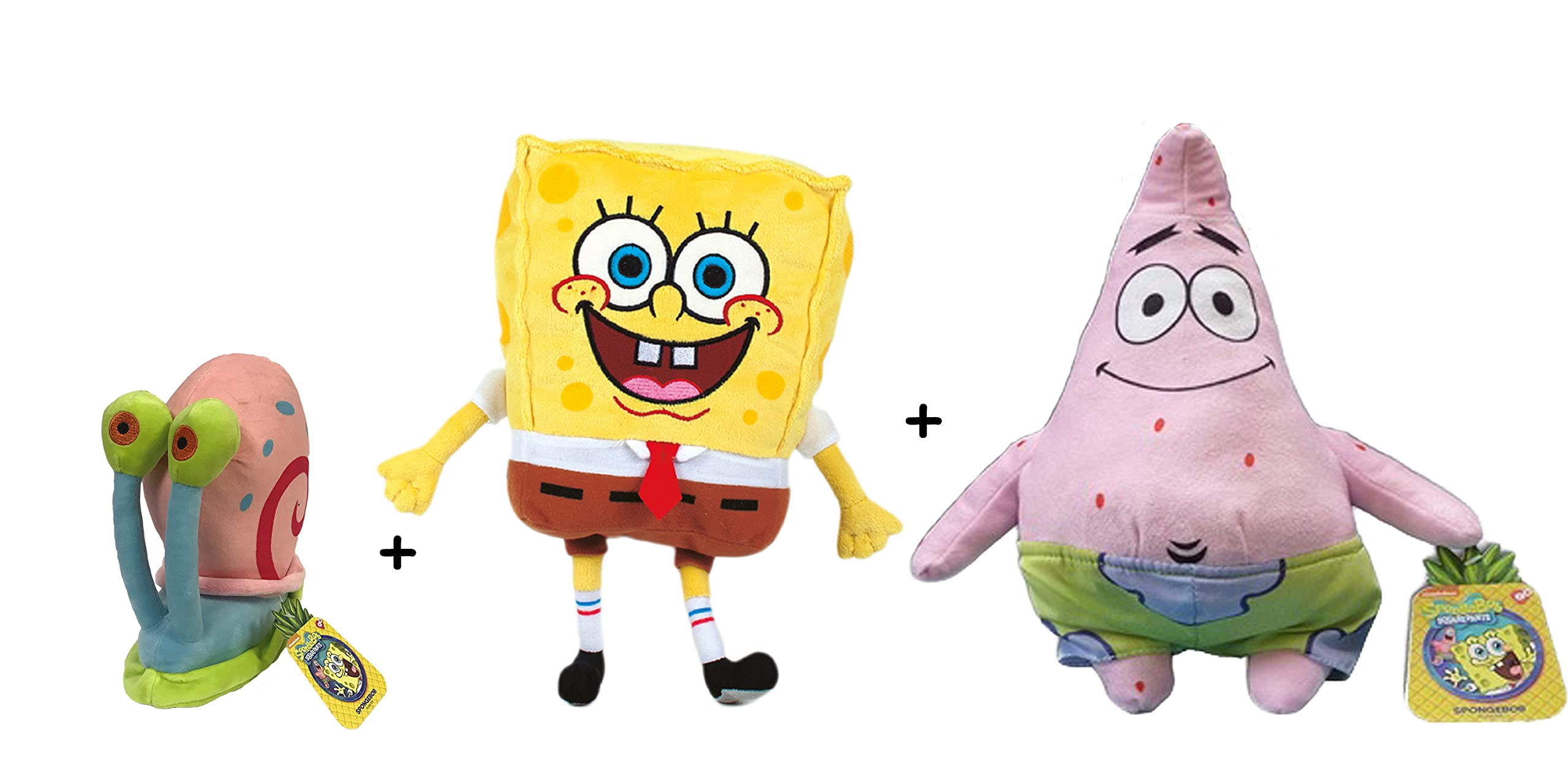 Spongebob - Pack 3 Plush toy Bob (28cm) + Patrick (31cm) + Gary (13cm) - Quality super soft