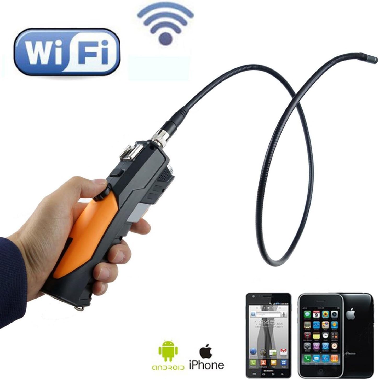 LightingPower Teslong HD 720p Handheld Wireless Wifi Inspection Endoscope Borescope Video Inspection 2.0 Mega Pixels Camera Soft Tube 1m