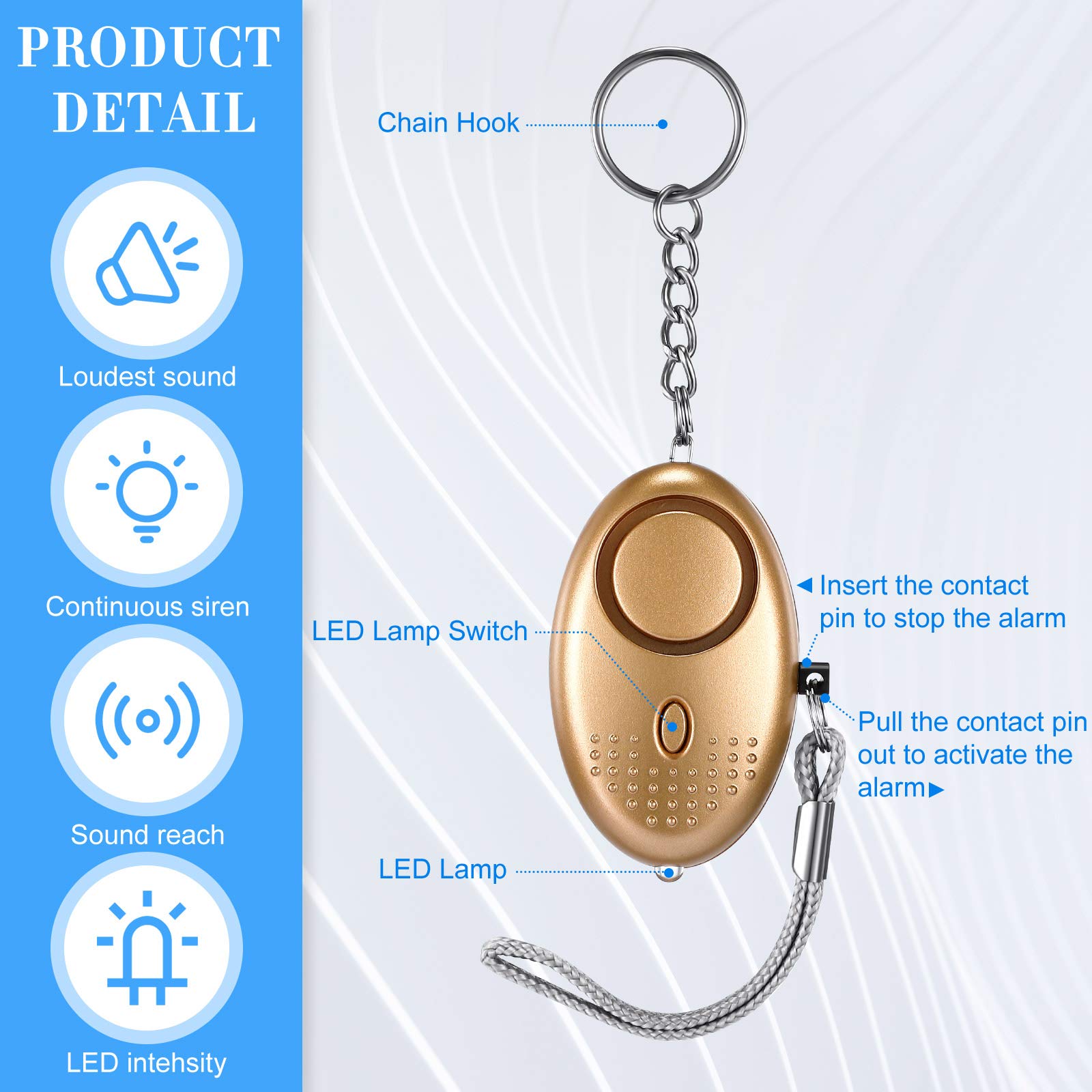 Konohan 12-Piece Personal Alarm Set, Emergency LED Light Keychain Alarms in 6 Colors for Women & Men